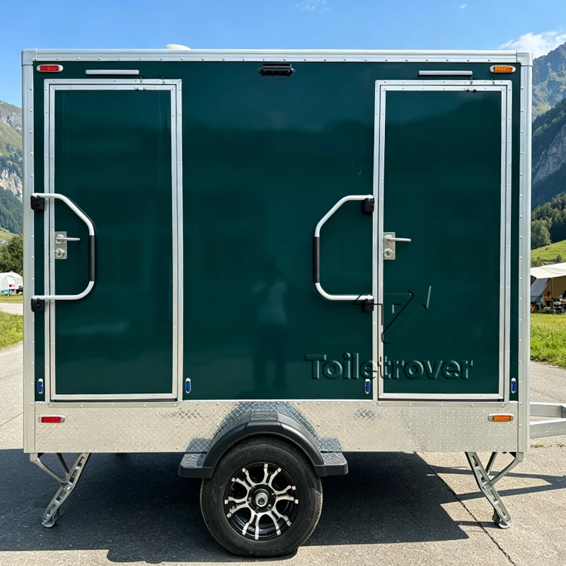 

2 Stall Public Restroom Trailers Portable Cabins Mobile Toilet Trailer Outdoor Toilet Travel Trailers with Bathroom
