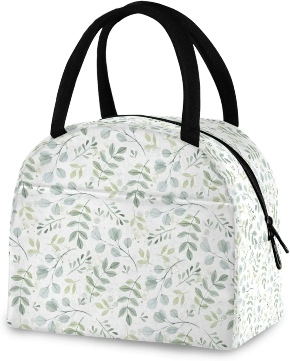 Wamika Lunch Bag For Women Men, Green Leaves Insulated Womens Lunch Bag For Work Lunch Box for Girls Boys Reusable Lunch Tote Ba