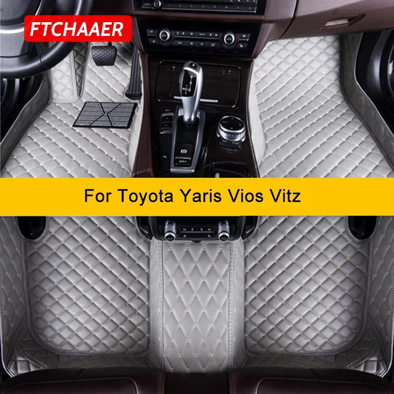 

FTCHAAER Custom Car Floor Mats For Toyota Yaris Vios Vitz Auto Carpets Foot Coche Accessorie