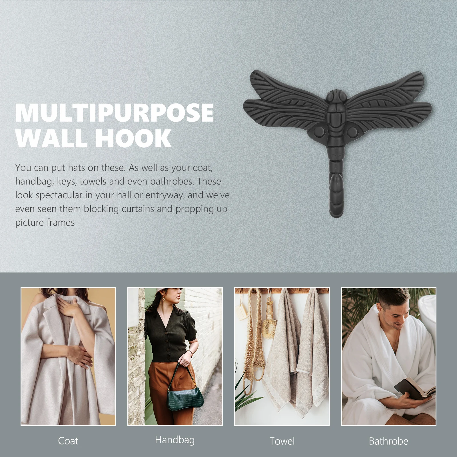 

Creative Wall Hooks Dragonfly Design Sturdy Iron Decorative Coat Rack Vintage Home Decor Multipurpose Hanging Hook Wall Mount