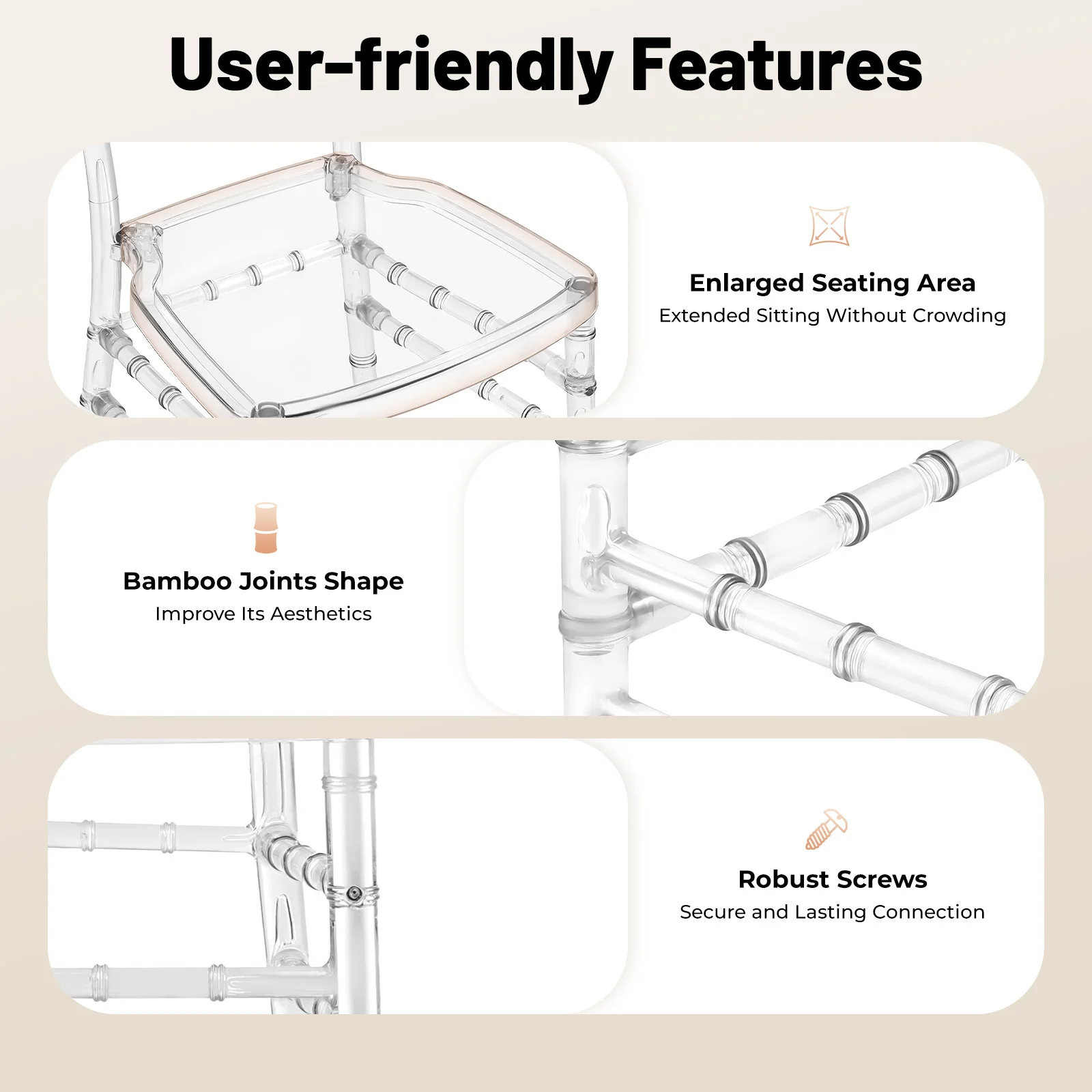 4 قطع كراسي كمبيوتر شفافة بتصميم حديث، سعة تحميل 330 رطل شديدة التحمل، سهلة التنظيف والتكديس، للمقهى/المنزل/المناسبات