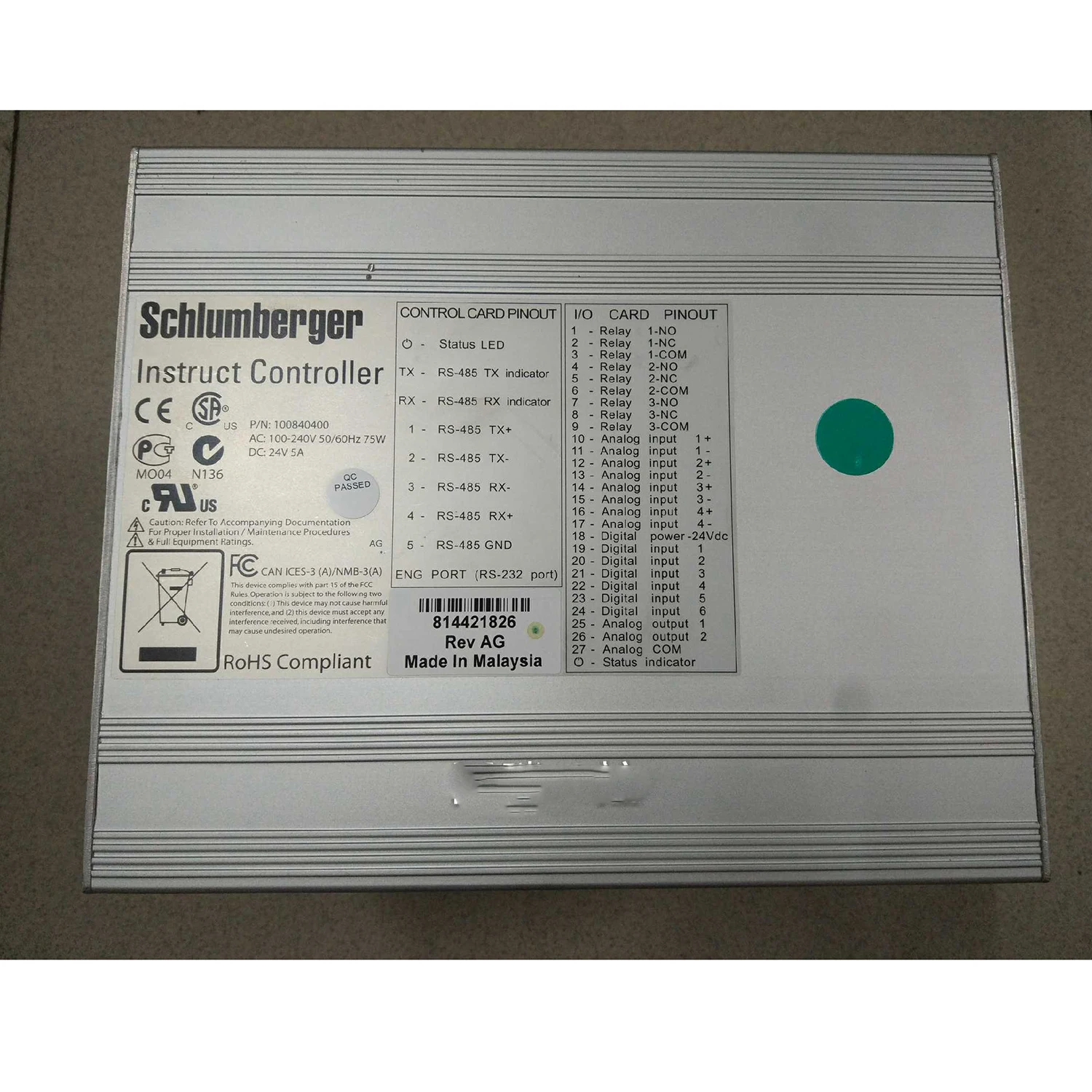 Schlumberger Instruct Controller 1000840400 Operator Panel