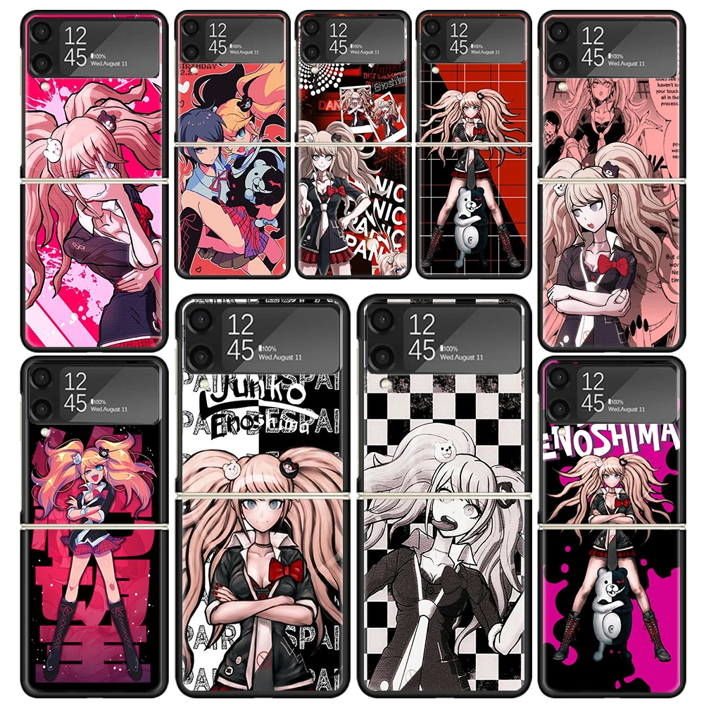 Danganronpa Enoshima Junko funda de teléfono transparente para Samsung Z Flip 5 4 3 Galaxy ZFlip 6 5G cubierta dura de impresión a prueba de golpes TPU PC Coque