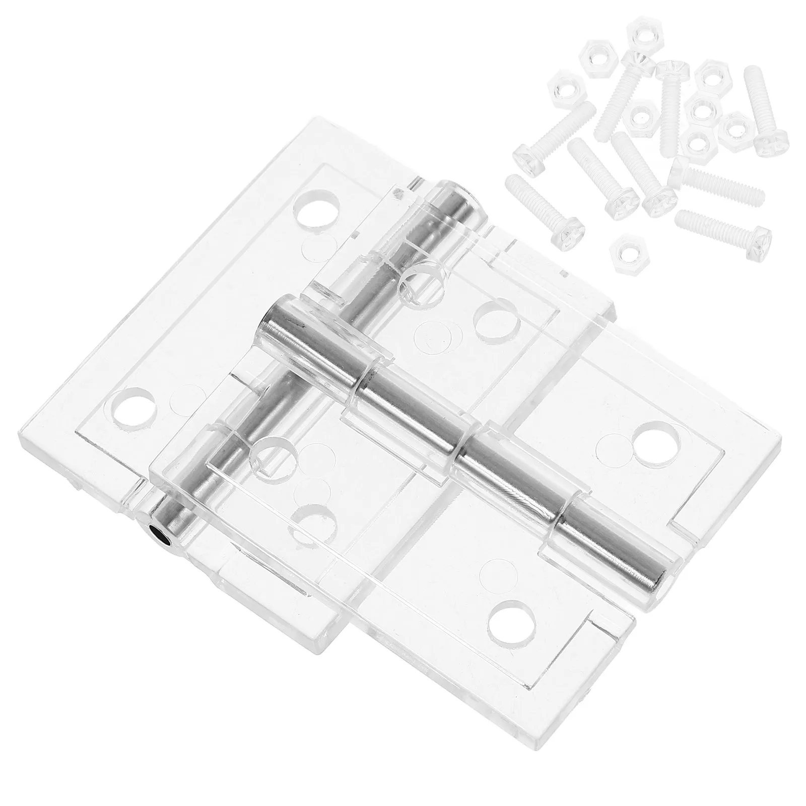 Transparent Acrylic Hinges 2 Pieces Pre Drilled Heavy Duty Large Swing Hinges for Cabinet Jewelry Box Display
