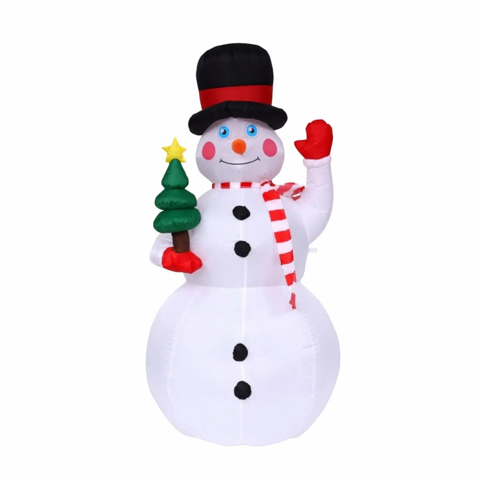 Christmas Inflatable Snowman Garden Decoration with Top Hat and Yellow Star for Outdoor Festive Setup