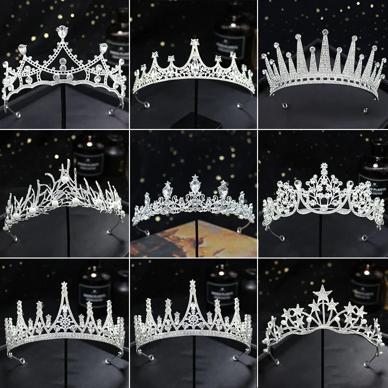 1pc Crown Bridal Vintage Hair Bands Crystal Rhinestone Handmade Hair Bands Crown Princess Birthday Party Plate Headdresses image 2