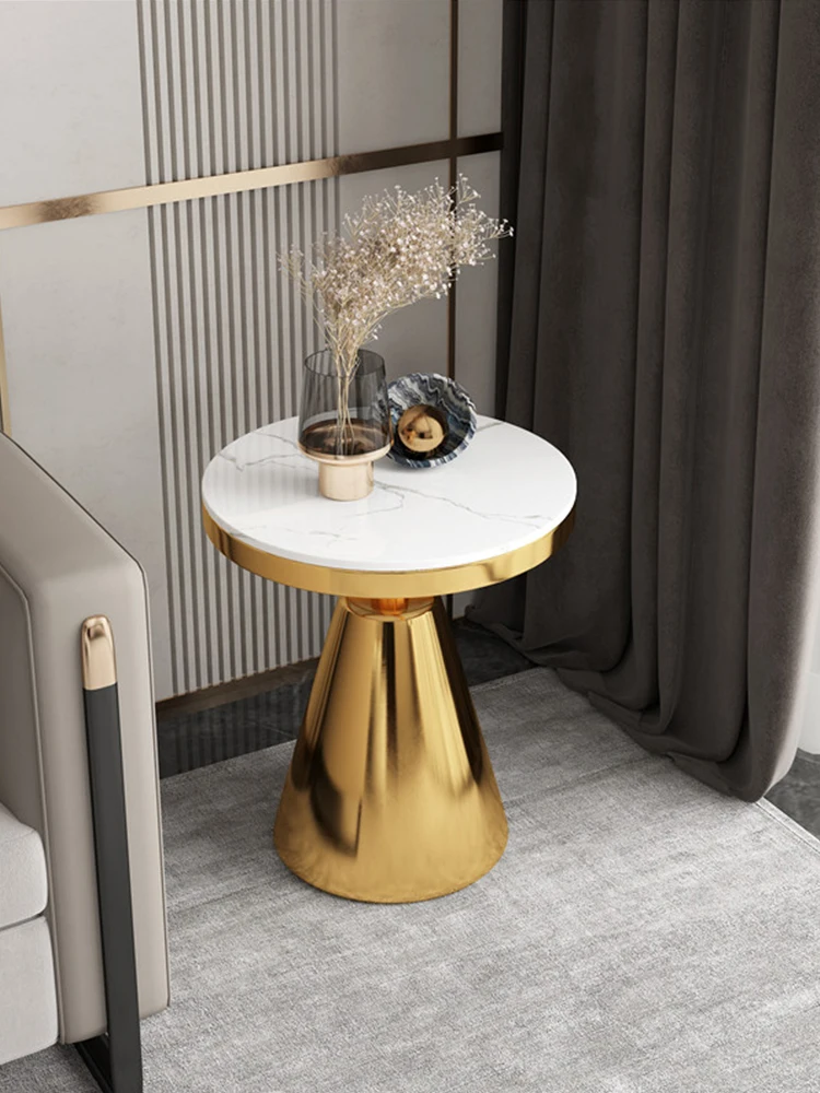 Corner Side Table Nordic Rock Board Coffee Table Table Modern Creative Small Round Table Sofa Side Table Bedside Table 50X60cm