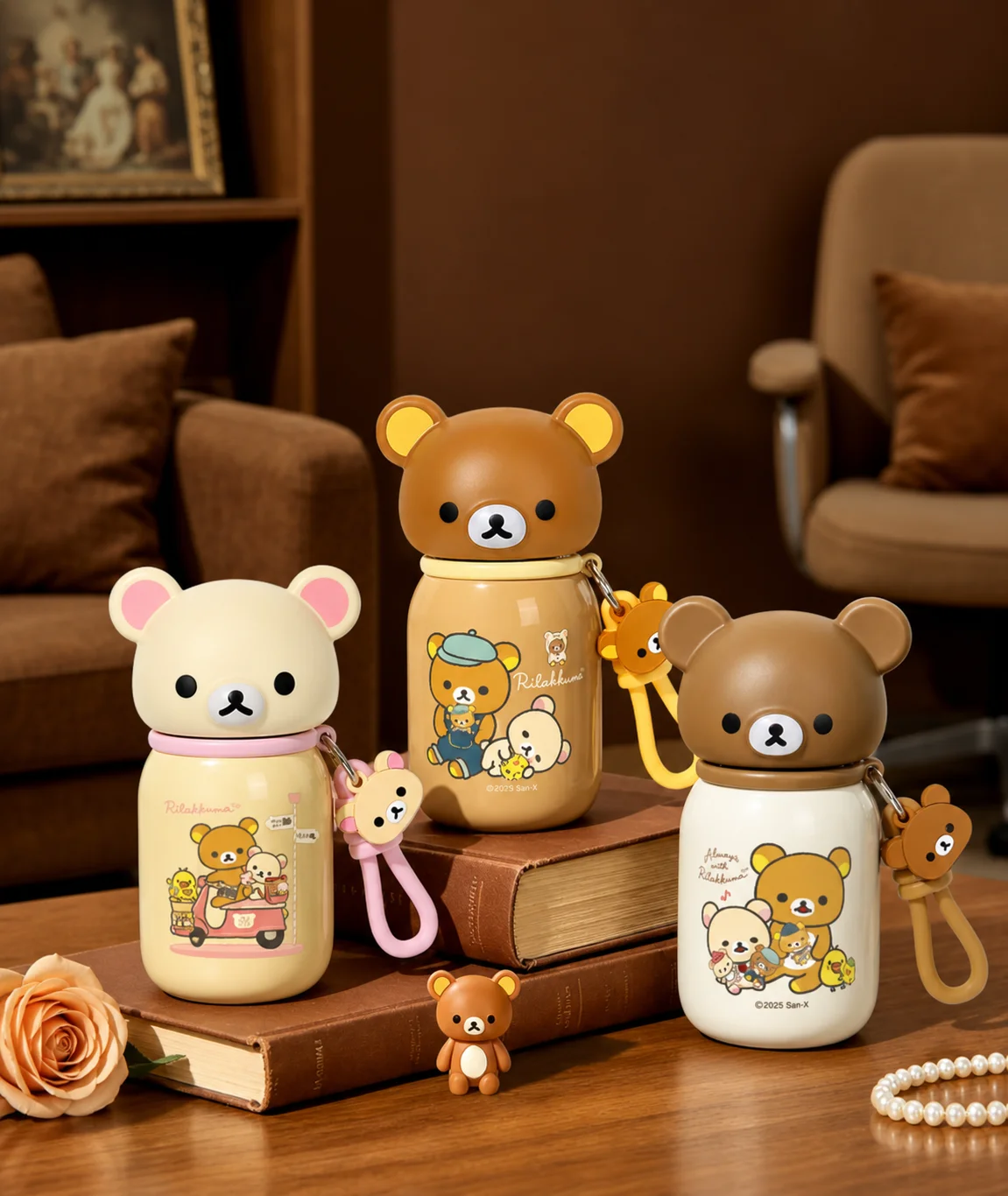 Rilakkuma Cartoon Edelstahl-Vakuum-Isolierflasche 330 ml, auslaufsicherer Thermobecher für den täglichen Gebrauch drinnen und draußen