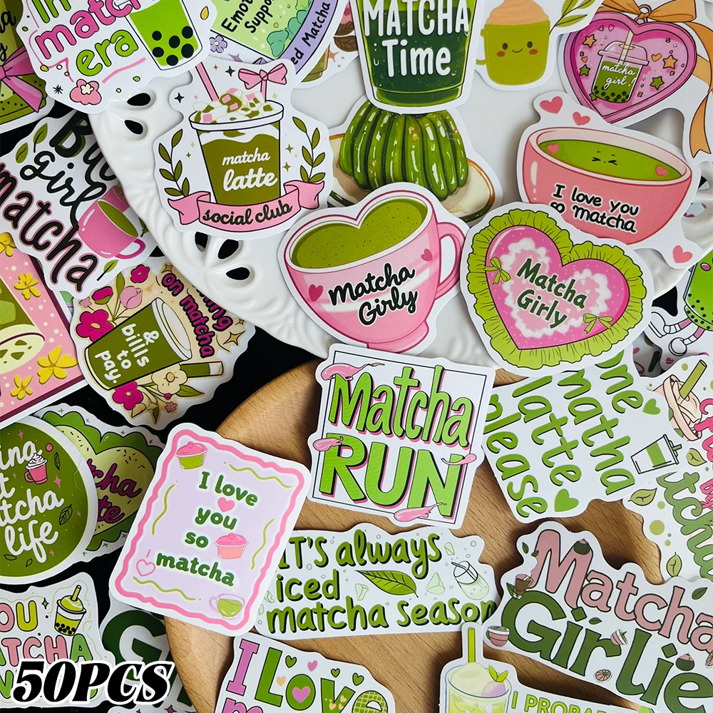 

50PCS Matcha Girl Stickers Fashion Personality Creative Trend DIY Decorative Scrapbook Laptop Luggage Guitar Water Cup Case