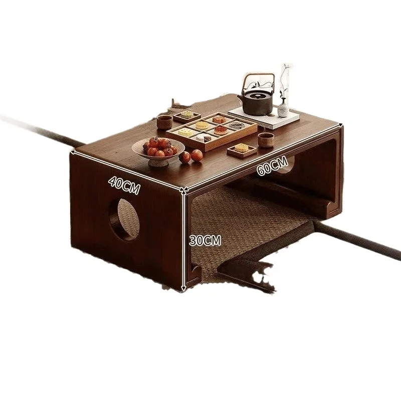 

Solid wood bay window household small tea table, bedroom Japanese tatami bed small table