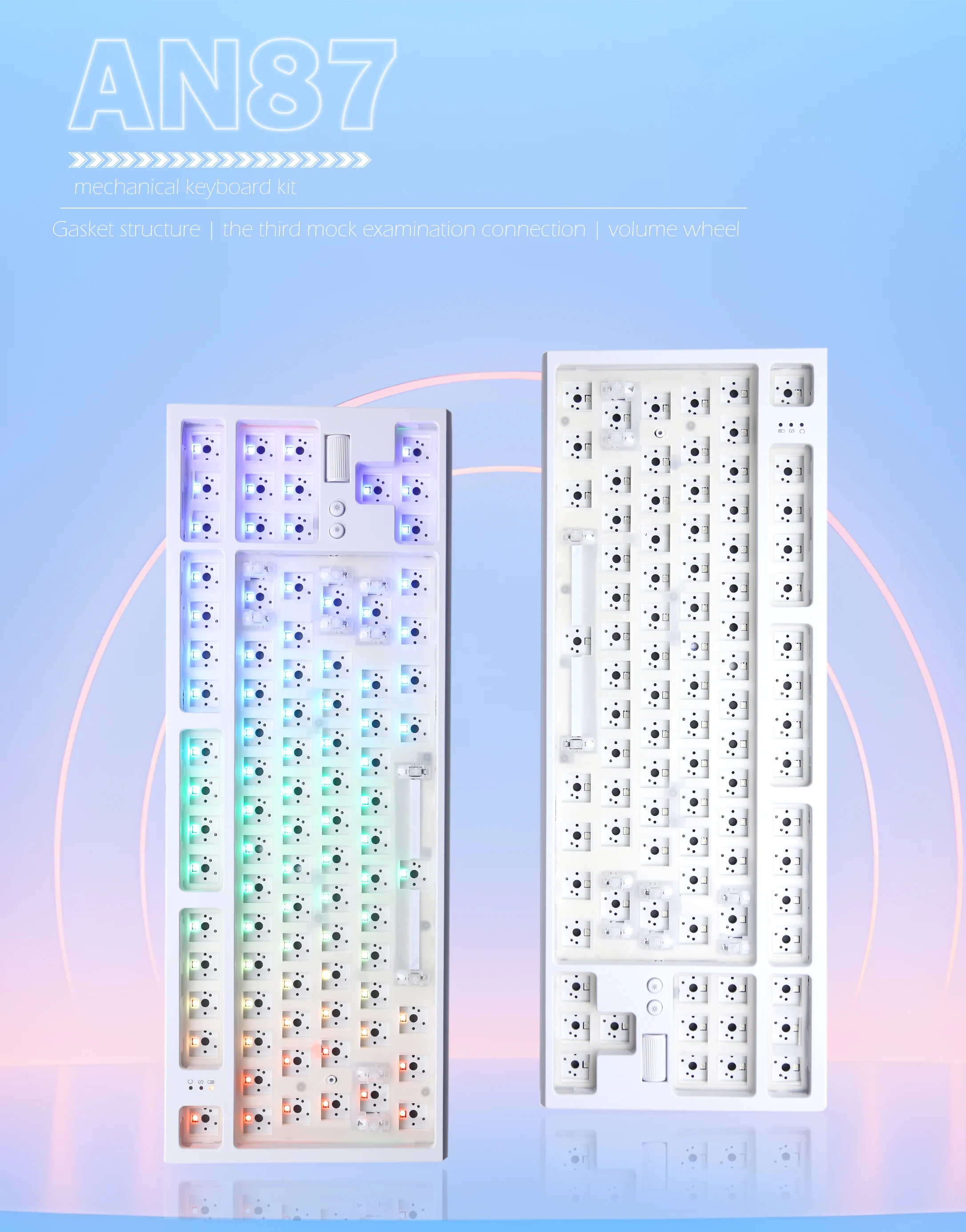 AN87 Bluetooth 5.0 hot-swappable Mechanical keyboard kit Wired 2.4G Wireless RGB Backlit Gasket Structure DIY Customized