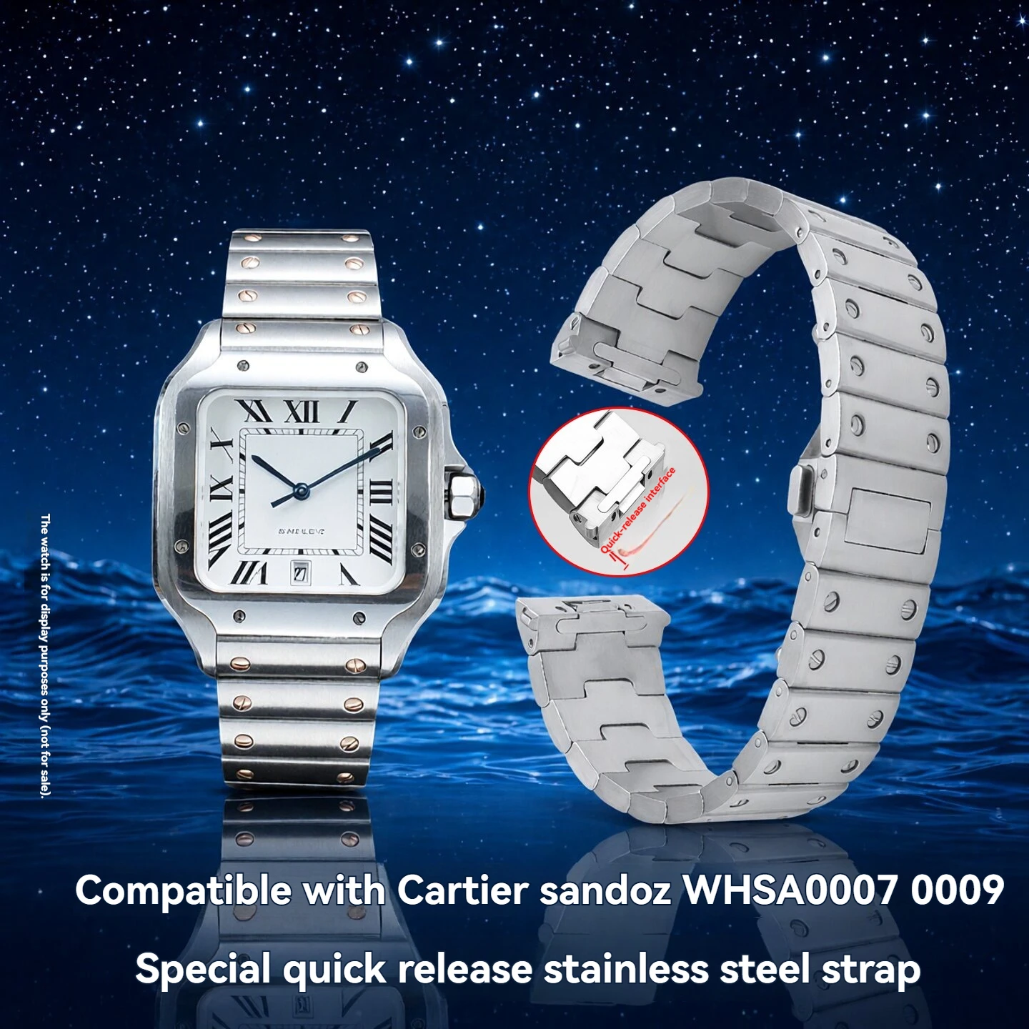 For Cartier Santos quick release stainless steel watch strap men WSSA0010 WSSA0009/0018 special stainless steel watchstrap 21MM