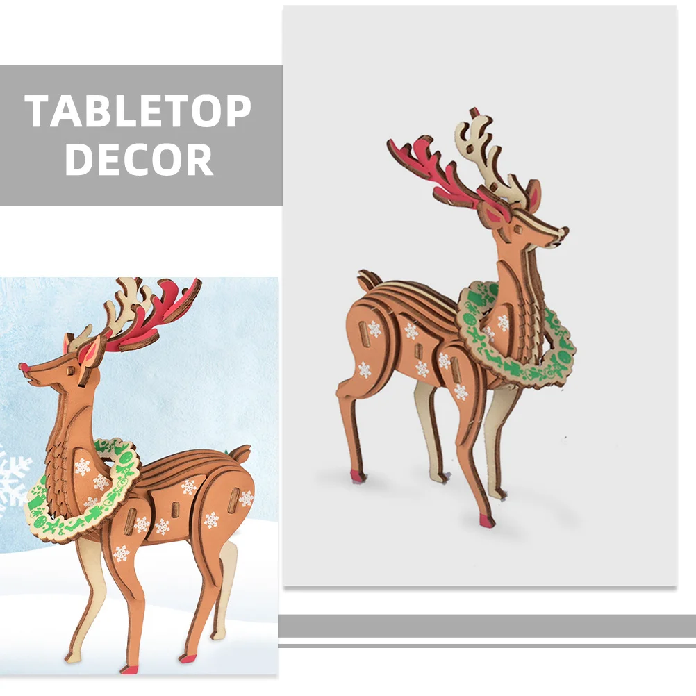 Drewniane puzzle świąteczne z reniferem, zestaw do samodzielnego wykonania dla dzieci, dekoracja świąteczna, łamigłówka z łośmiem, zabawka świąteczna, drewniane puzzle, pomysł na prezent dla chłopca i dziewczynki.