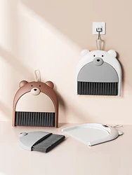 small broom dustpan set cartoon bear household desktop garbage shovel cleaning dust hair dustpan mini foldable durable