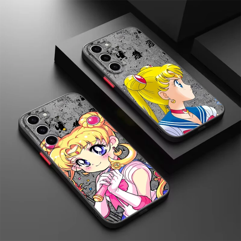 Card Captor Sakura Frosted Translucent For Samsung Galaxy S24 S23 S22 S21 S20 FE S10 S9 S8 Plus Ultra Pro 5G Funda Phone Case