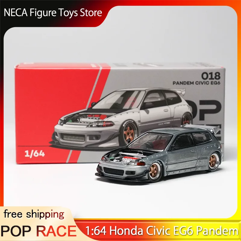 

POP RACE 1:64 Honda Civic EG6 Pandem Widebody Gray Enigma Limited Edition Diecast Model Car Collectible Toy Gift In Stock