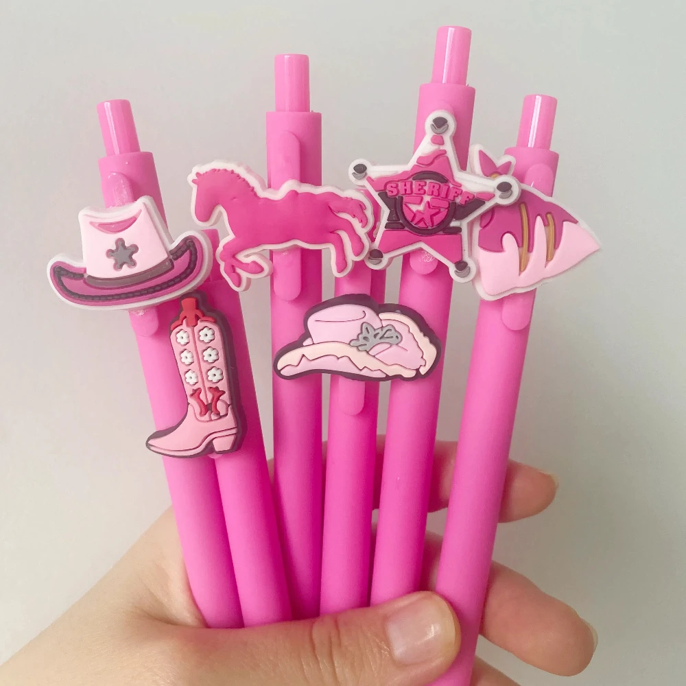 

6Pcs Western Party Favors Writing Pens Pink Cow Western Gift 0.5mm Black Ink Smooth Writing for Women West Party Favors