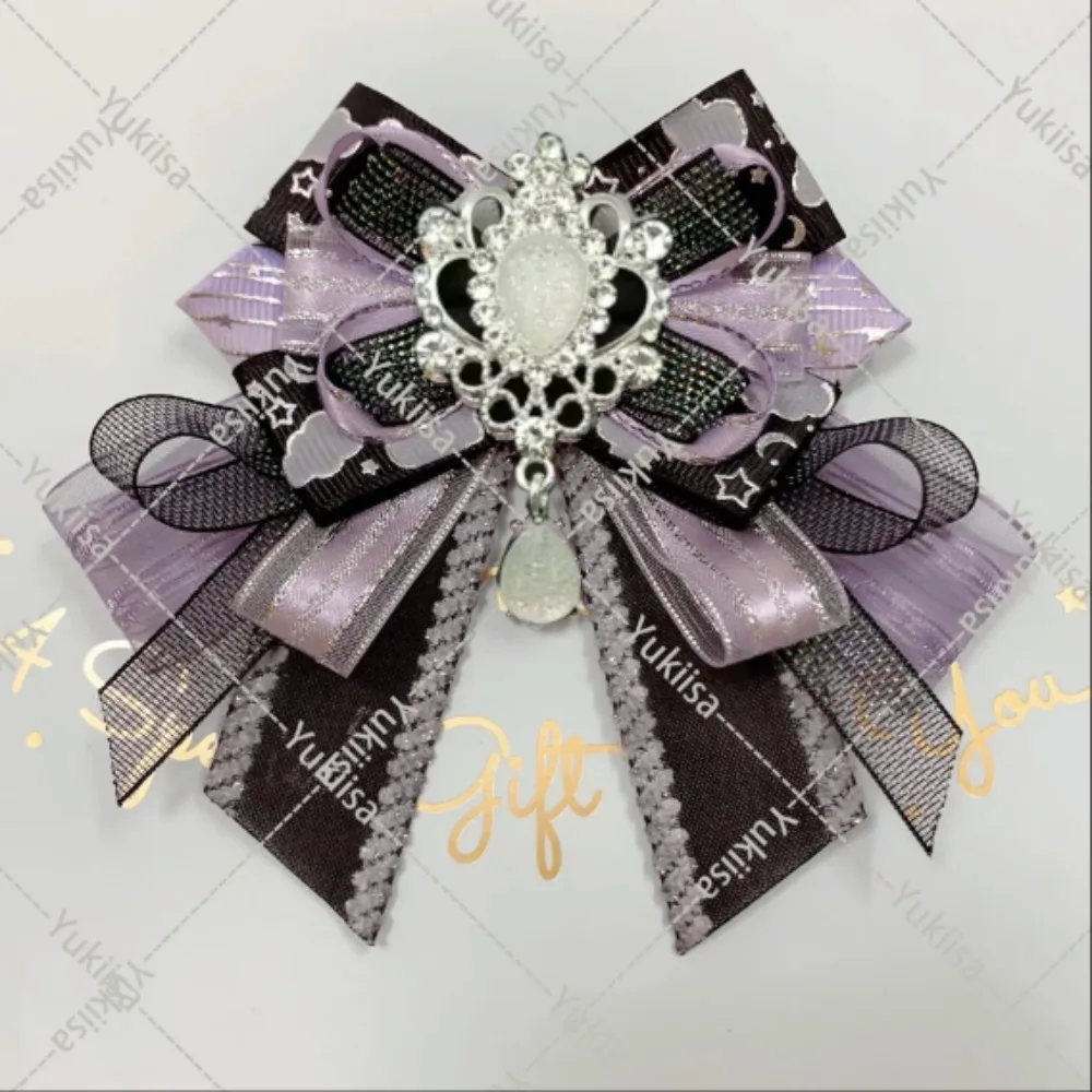 Bros dasi kupu-kupu asli berlian imitasi mewah dasi kupu-kupu Lolita Cosplay mode untuk wanita kemeja kerah bunga perhiasan buatan tangan