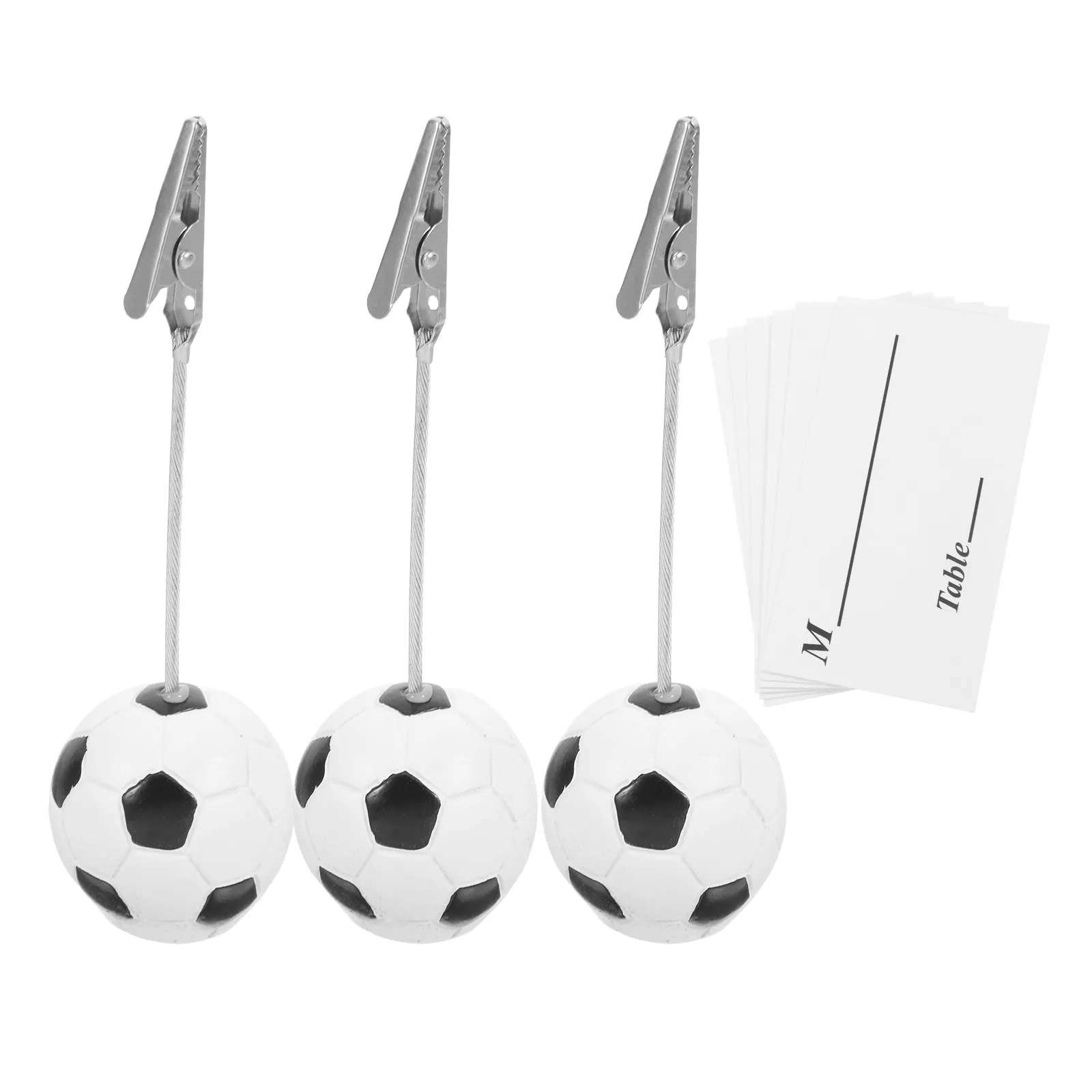 3Pcs Football Basketball Baseball Theme Memo Clips Holder Resin Ball Base Desk Organizer Photo Card Stand Table Number Display