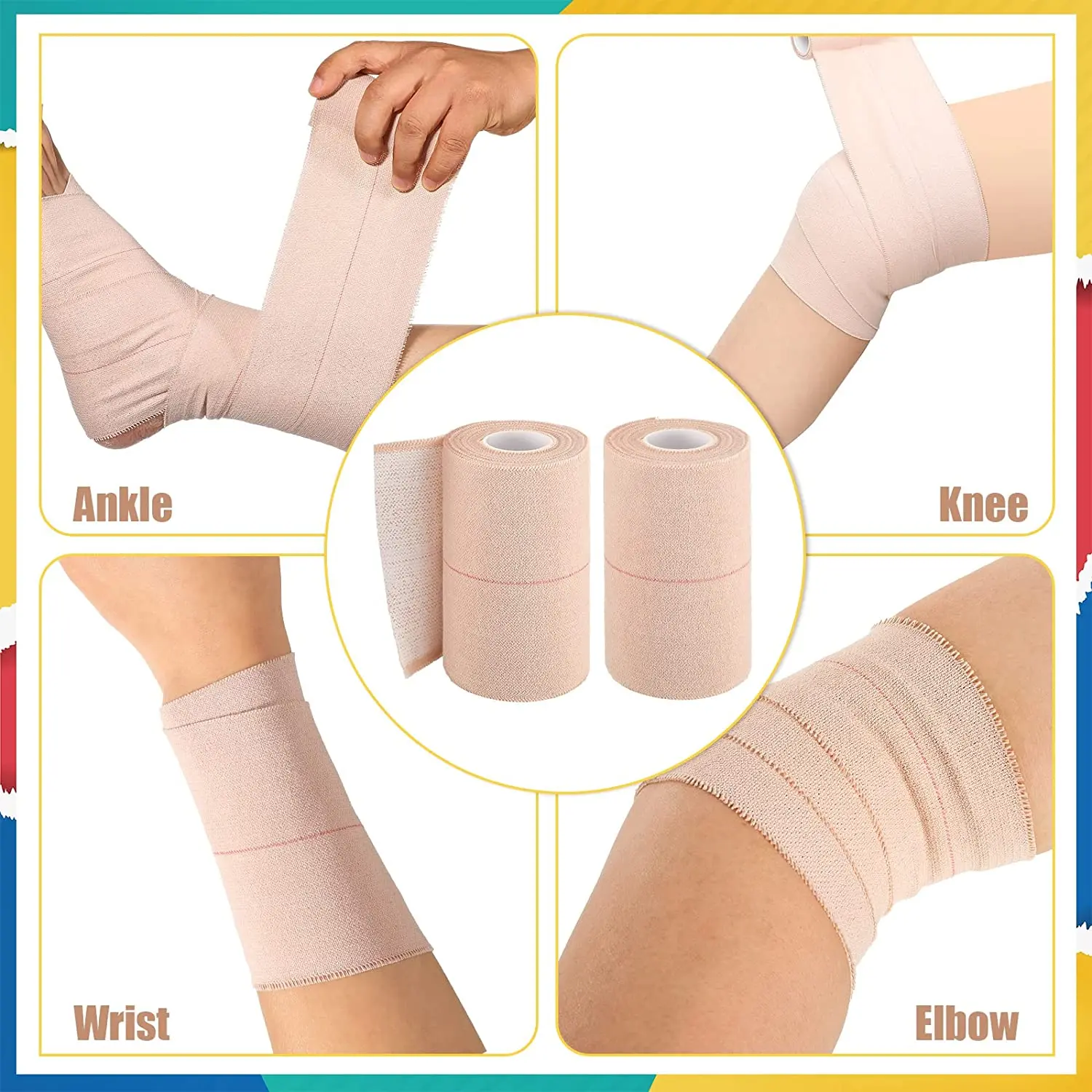 1 Roll Elastic Tape Self Adhesive Bandage Wrap Flexible Stretch Bandages for Sports Ankle Knee Wrist Sprains Animal Pets