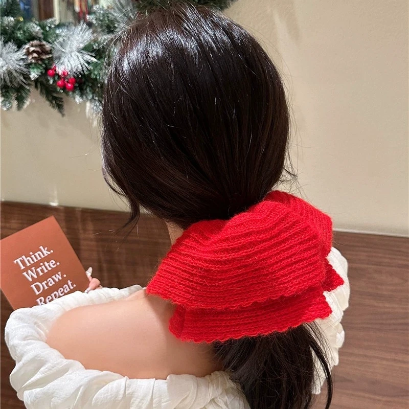 

Элегантная большая шерстяная резинка для волос для женщин и девочек, осенние милые аксессуары для волос, широкая резинка, модное украшение для волос