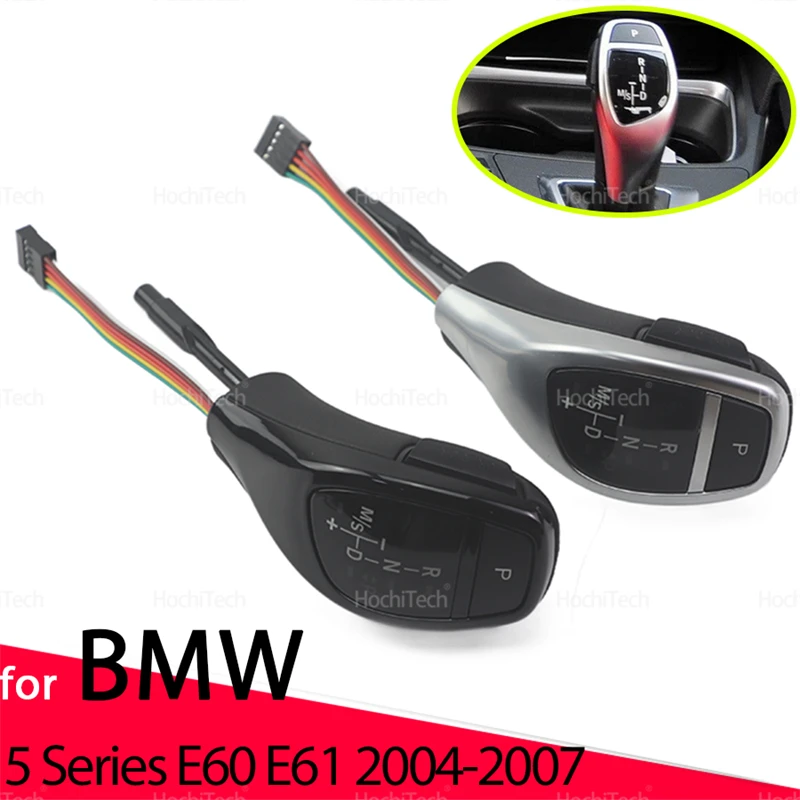 

for BMW 5 Series E60 E61 Pre-facelift 2004-2007 Led PU Leather Black Sliver LED Gear Shift Knob Plug and Play Modification