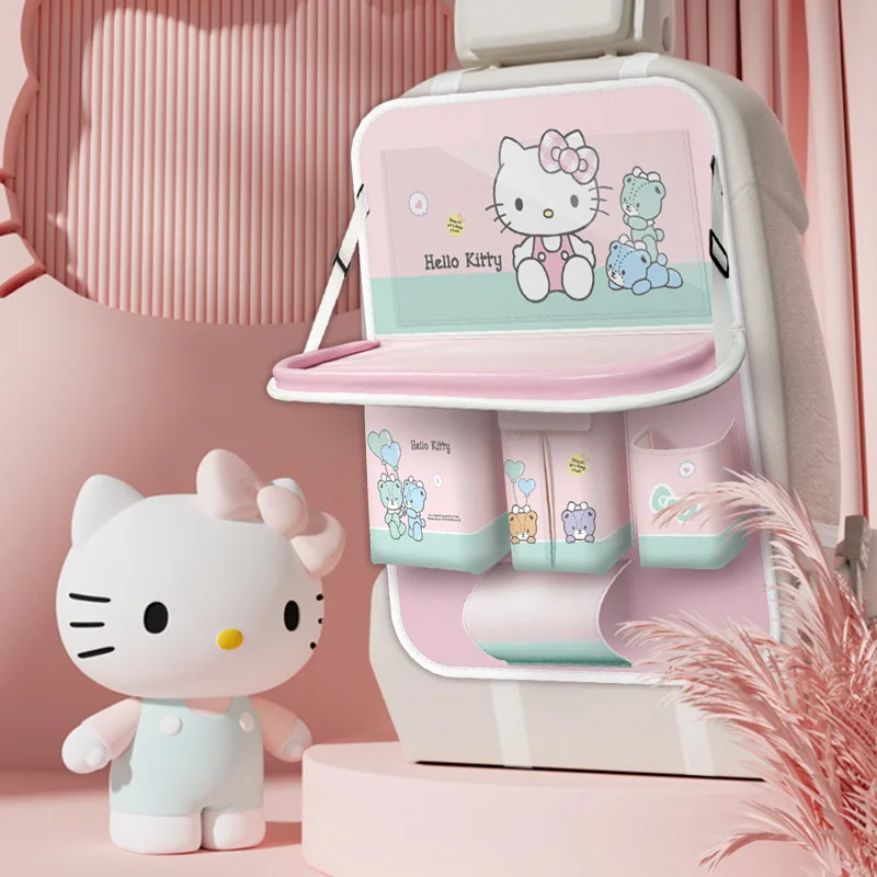 

Cute Sanrio Car Seat Back Anti-Kick Pad Storage Bag Rear Seat Storage Cartoon Hello Kitty Storage Hanging Bag Car Accessories