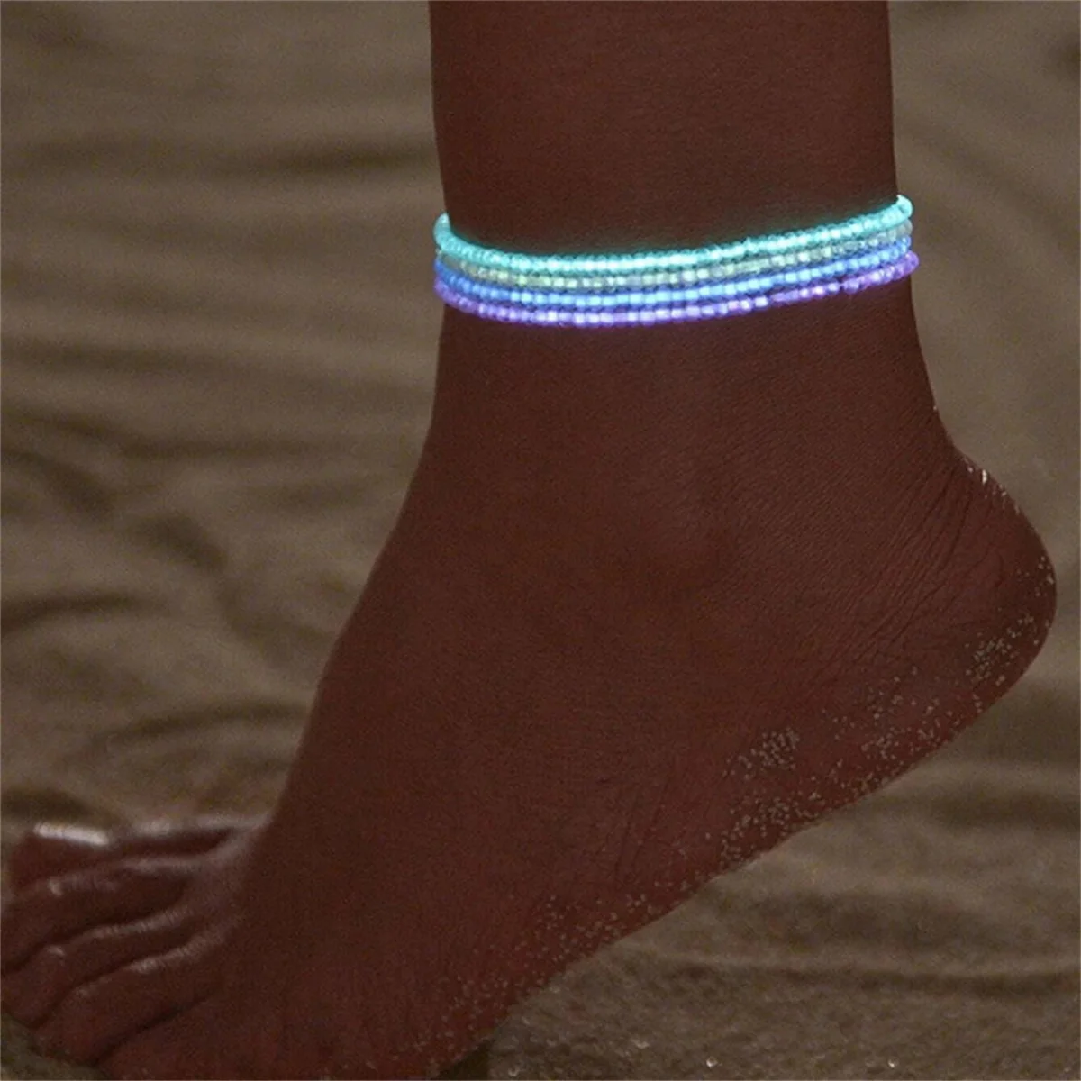 4 teile/satz leuchtende kleine Harz Perlen Fußkettchen für Frauen Sommer Strand elastische Seil Kette Fußkettchen Armband Fuß Schmuck Party Geschenke