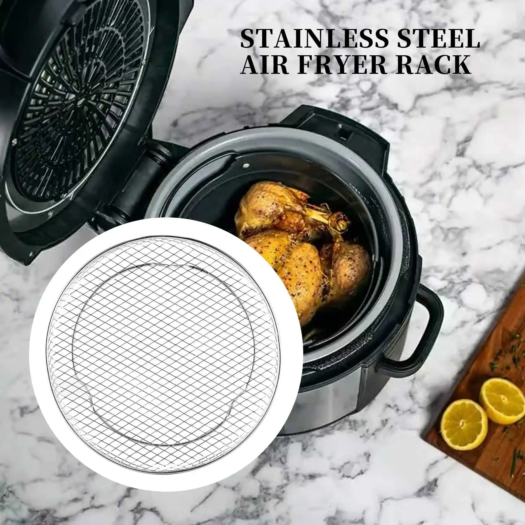 

BYBS-Air Fryer Три штабелируемые подставки для дегидратора для Gowise Ninja Стойка для фритюрницы из нержавеющей стали подходит для всех 4,2-5,8QT