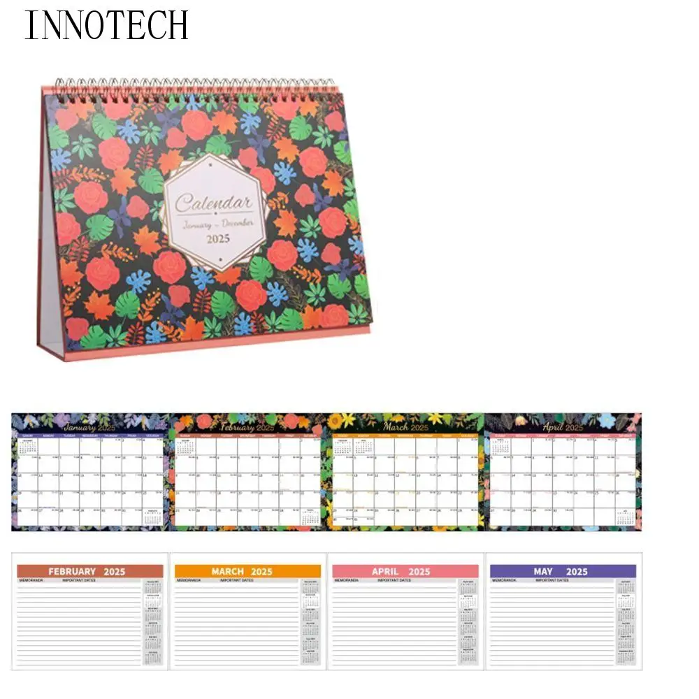 

Настольный календарь на 12 месяцев на 2025 год, обратный отсчет, эффективное планирование, английский настольный календарь, список дел, органайзер расписания