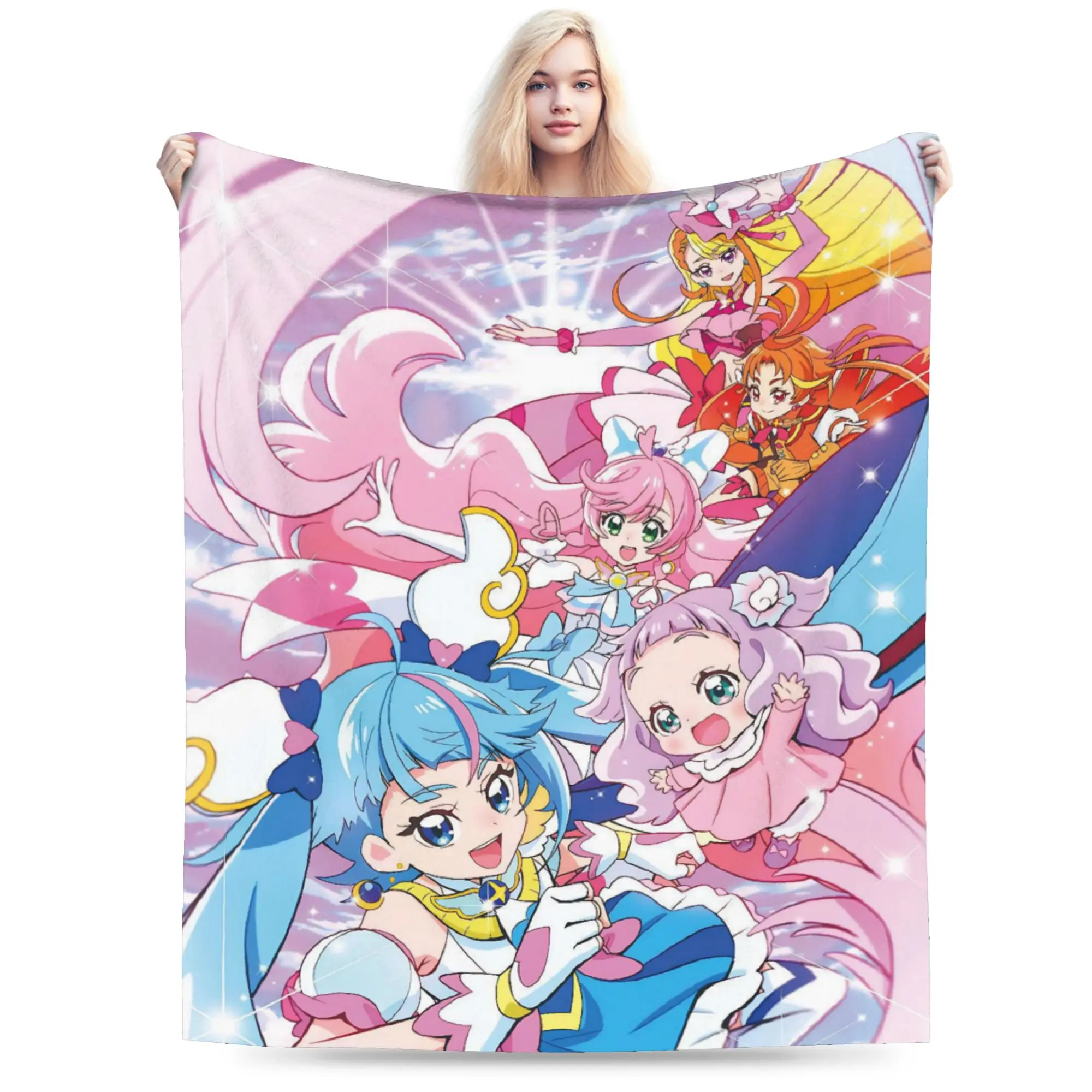 Soaring Sky Pretty Cure Print Blanket For Men Women Warm Cozy Fluffy  Throw Blankets for Sofa 50x60 Inches Multiple Sizes