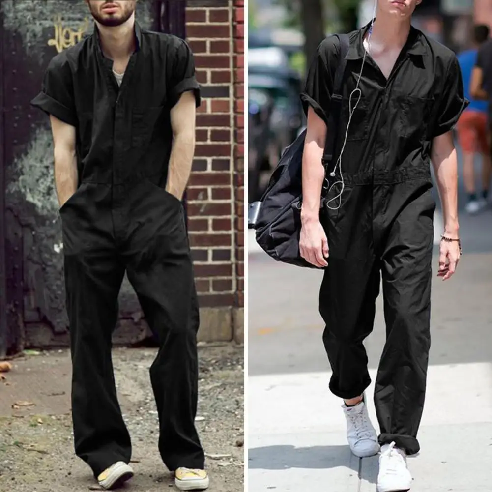 

Attractive Casual Pants Non-Fading Dress-up Wear-resistant Single-breasted Men Jumpsuit Pants