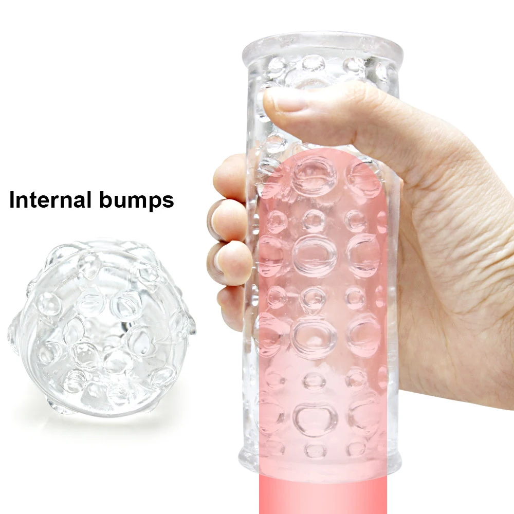 Manual Male Masturbator Cup Soft Silicone Transparent Vagina Glans Exerciser Blowjob Pocket Pussy Mens Masturbation Sex Products