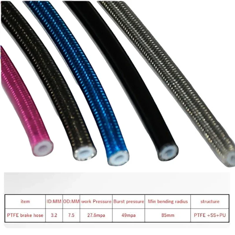 AN3 1M~10M Motorcycle Braided Stainless Steel Nylon Brake Pipe Line Hose Brake Line Gas Oil Fuel Tube Pipe Racing Brake Hose