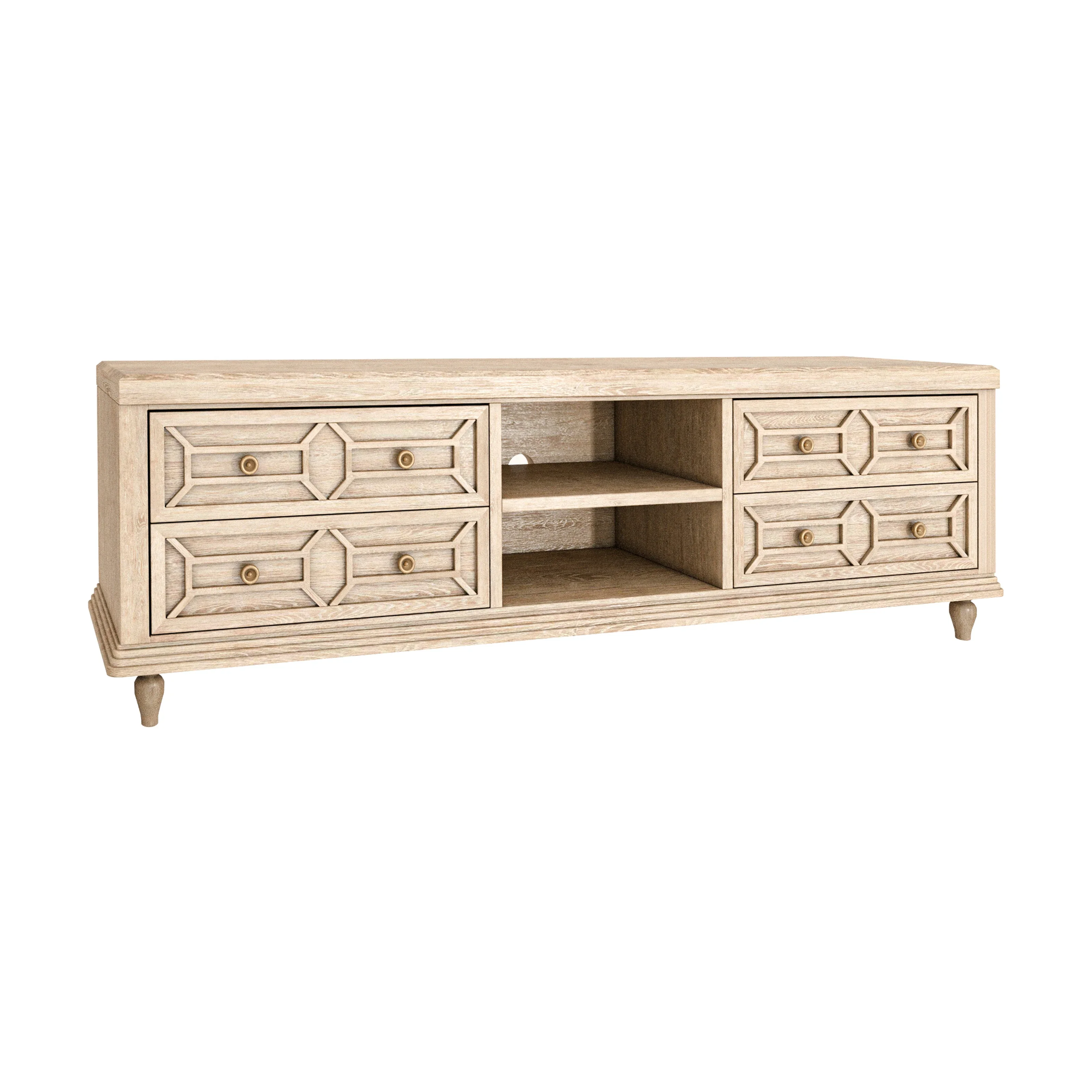 L Nature Eco-Friendly Oak Wooden Frame Wall Unit TV Cabinet Modern Design Q