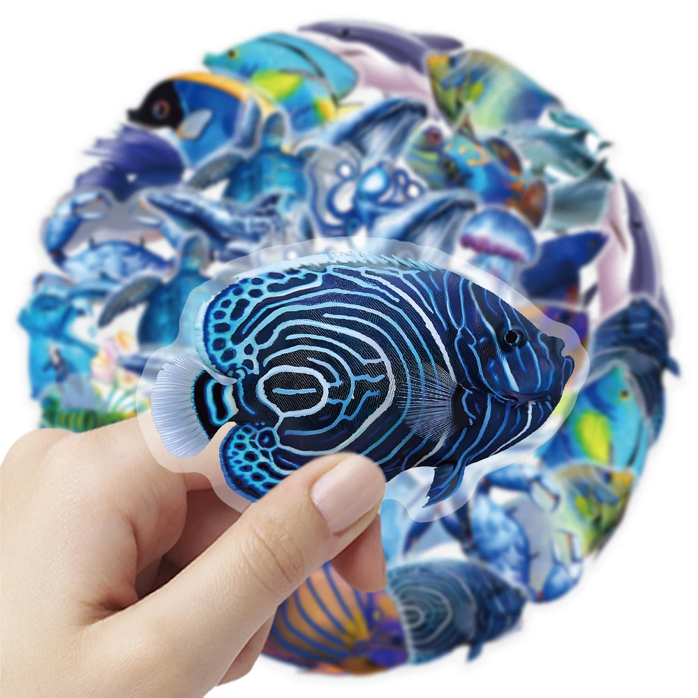 

10/30/50pcs Transparent Cartoon Cute Ocean Animal Stickers Aesthetic Sea Fish Graffiti Decals DIY Laptop Phone Car Cool Sticker