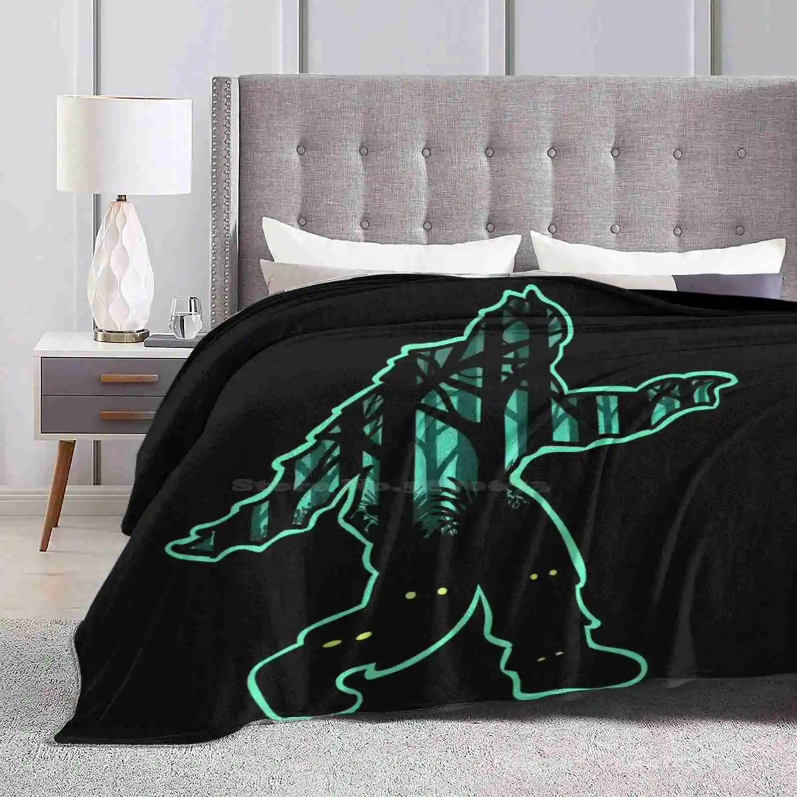 Bigfoot Sasquatch Nocturnal Creatures New Selling Custom Print Flannel Soft Blanket Bigfoot Sasquatch Squatching Cryptid