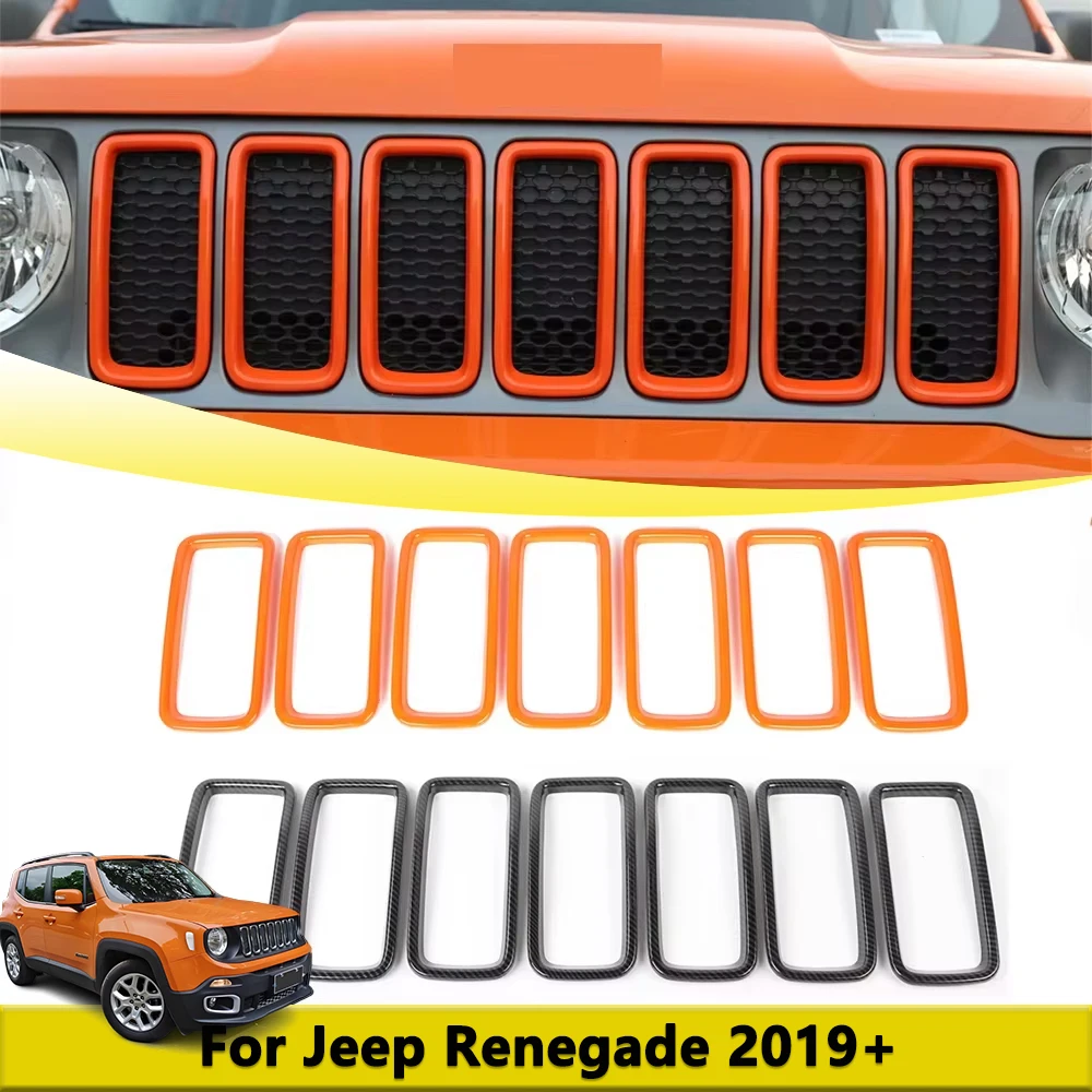 

Вставки для передней решетки, крышка для Jeep Renegade 2019-2025, крышка решетки бампера, оранжевый автомобильный Стайлинг, внешняя отделка, детали, аксессуары