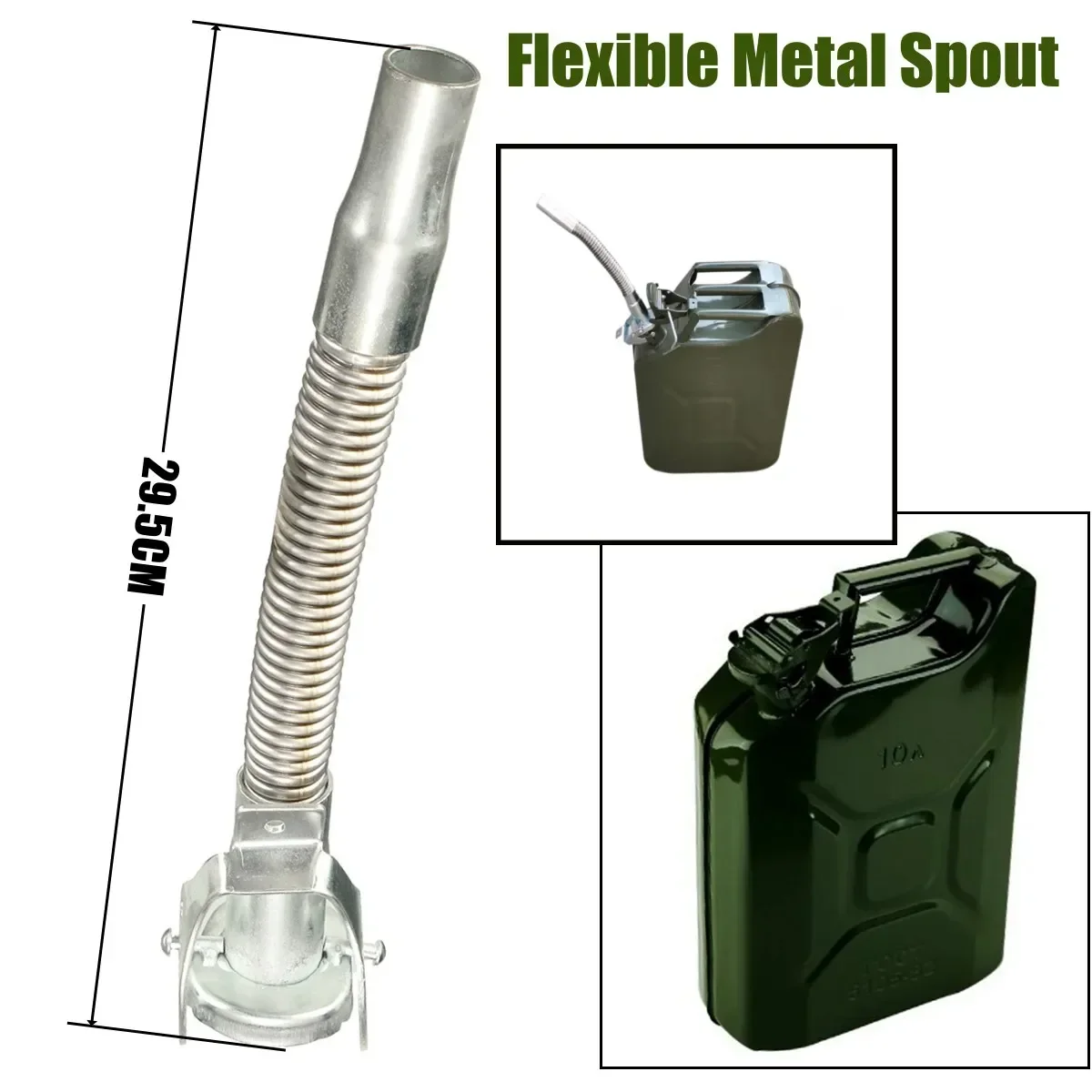 Silver Flexible Metal Pouring Can Spout W/ Gas Fuel Nozzel For Gerry Jerry Can 5/10/20L