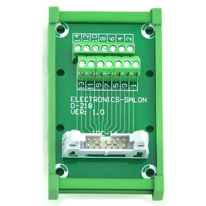 ELECTRONICS-SALON IDC-14 DIN Rail Mounted Interface Module, Breakout Board, Terminal Block.