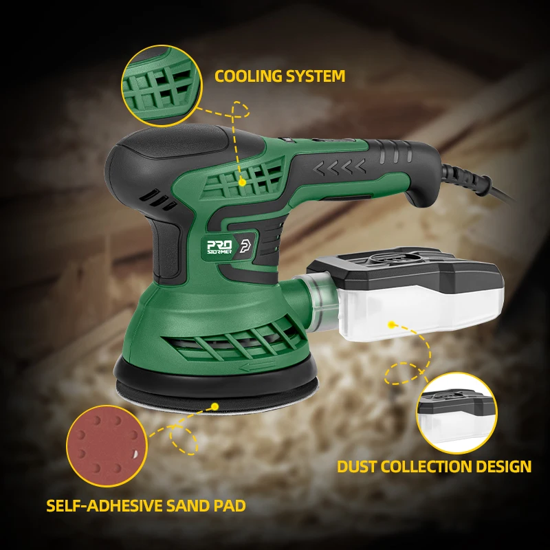400W Electric Sander Machine with 7-Speed Transmission 125mm Sanding Pad Dust Collector And 21pcs Sandpapers Set by PROSTORMER