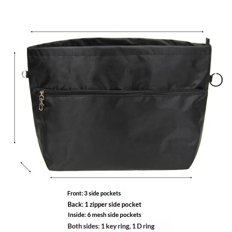 Vintage Kosmetik-Organizer-Einsatztasche mit Reißverschluss, mehrere Taschen, einfarbig, multifunktionale Tasche für Damen – Detail 6