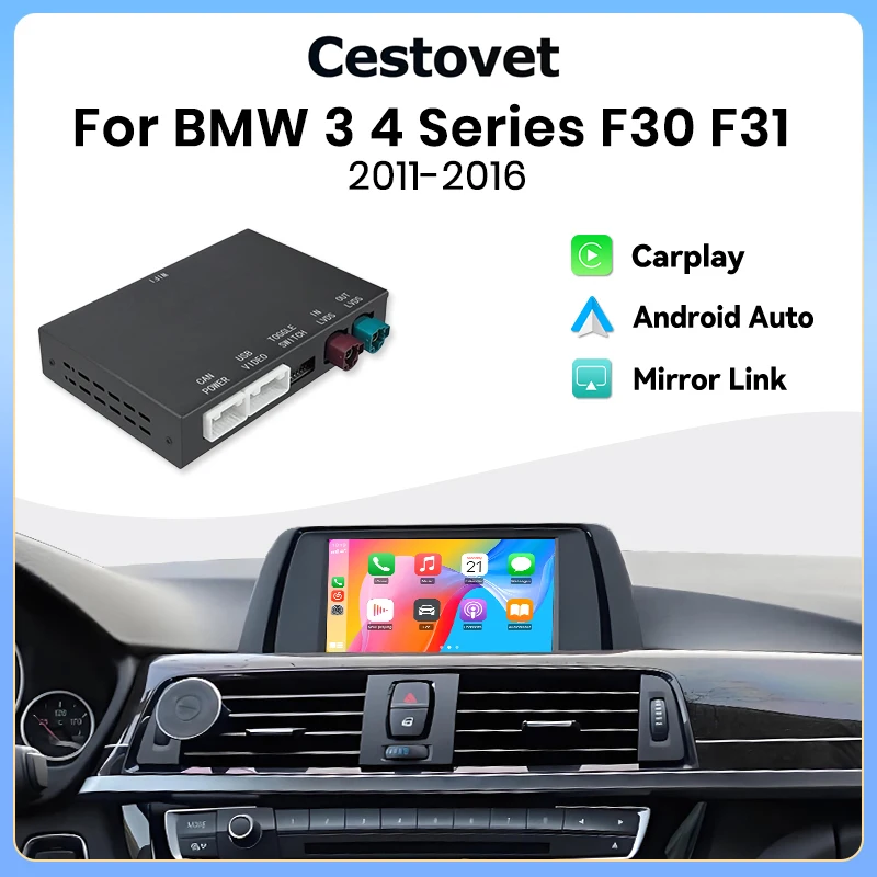 Adaptateur sans fil Junsun CarPlay Android Auto pour BMW série 3 4 F30 F31 F32 F33 F34 F35 F36 2013-2019 système NBT EVO Mirror Link AirPlay Bluetooth GPS Navigation
