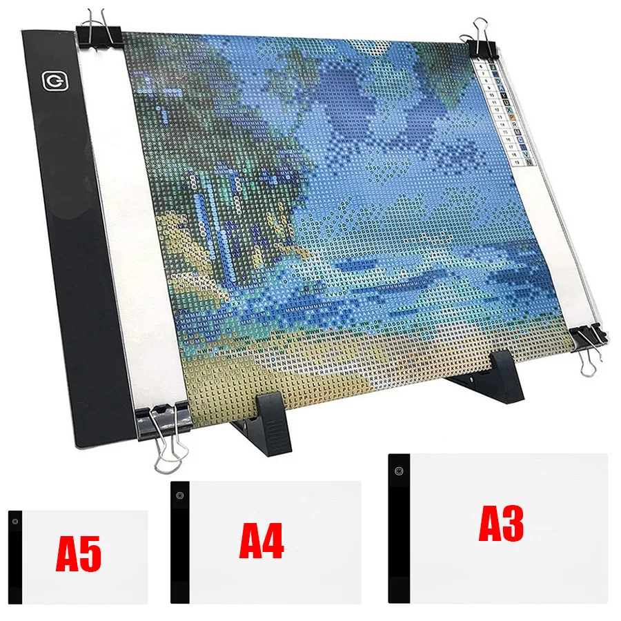 A3/A4/A5 Size Three Level Dimmable Led Light Pad,Tablet Eye Protection Easier For Diamond Painting Tools Accessories Storage Box