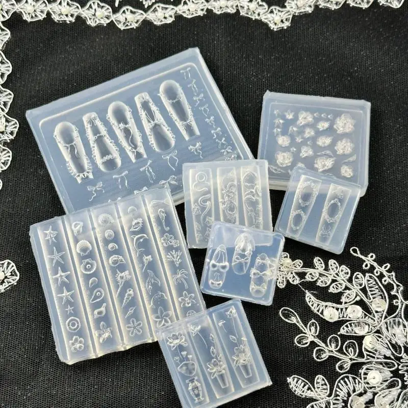 

Creative Fun Bowknot Flower Nail Art Silicone Mould Handmade Nail Art Mold Decoration Cartoon Art Mold DIY Accessories Tool