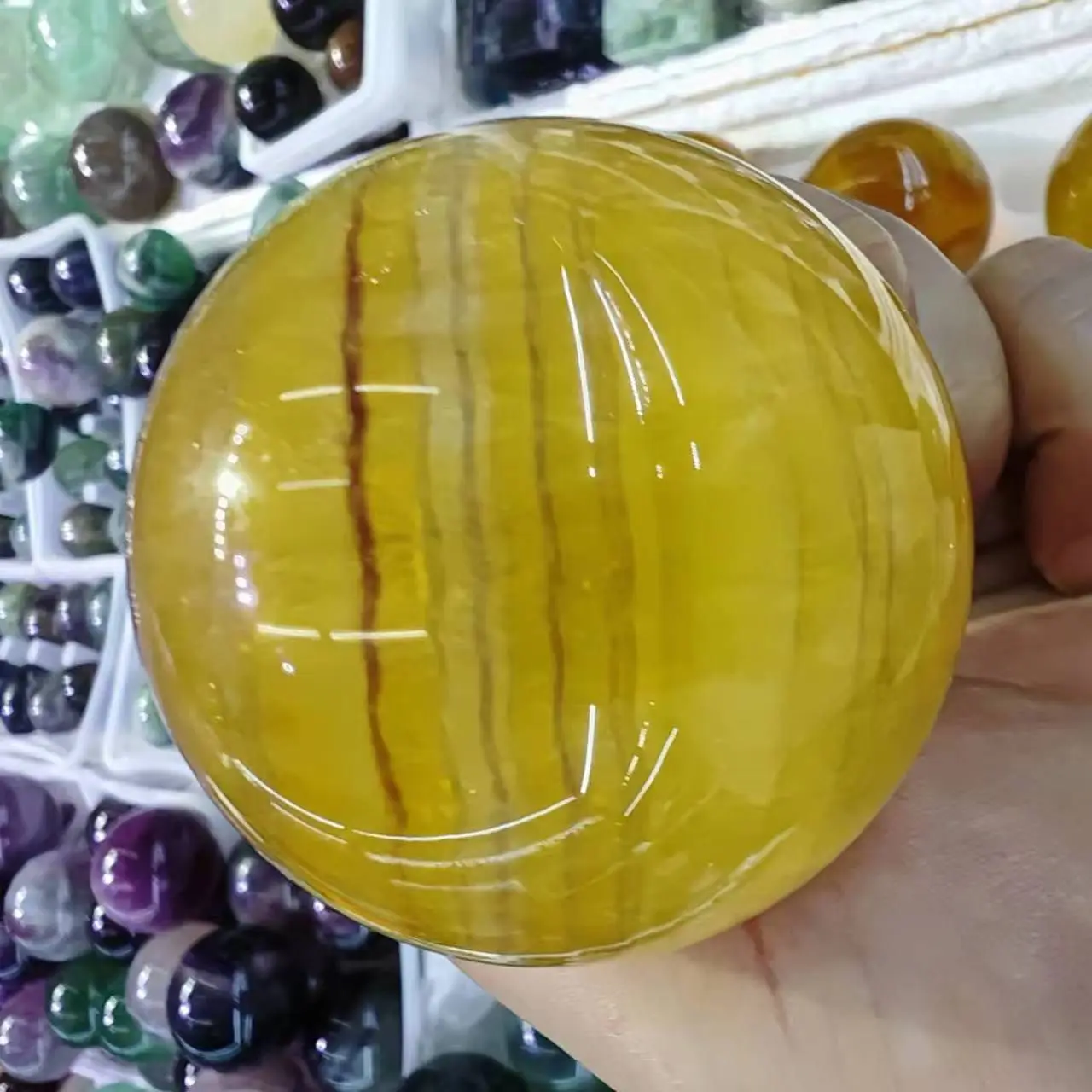 Natural Color Fluorite Ball Hand Polished Crystal Energy Healing Home Office Decoration Craft Gifts