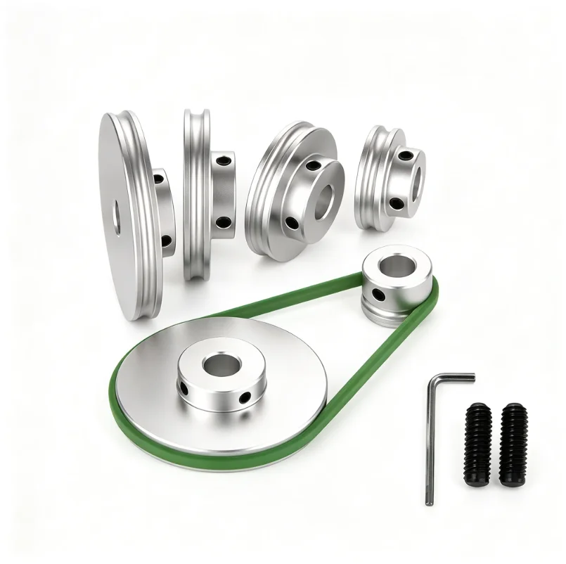 Aluminum Alloy Single Groove Pulley Wheel OD16-100mm Bore 4-25mm Fixed Bore Drive Pulley with Set Screw for PU Round Belt Motor