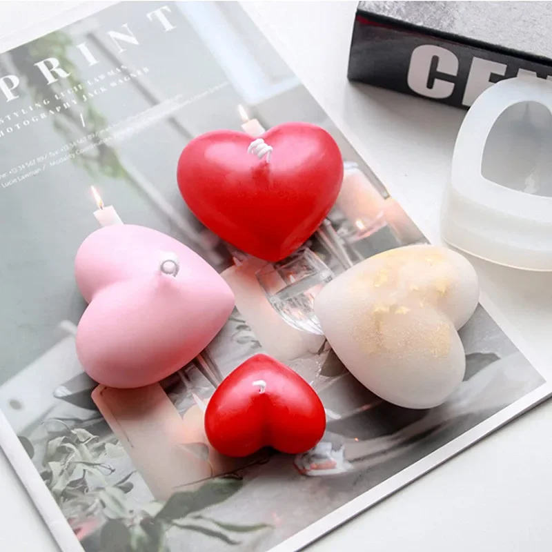 3D Candle Moulds Love Heart Design Silicone Mold DIY Car Pendant Gypsum Plaster Heart Mold Diamond Candle Molds Soap making