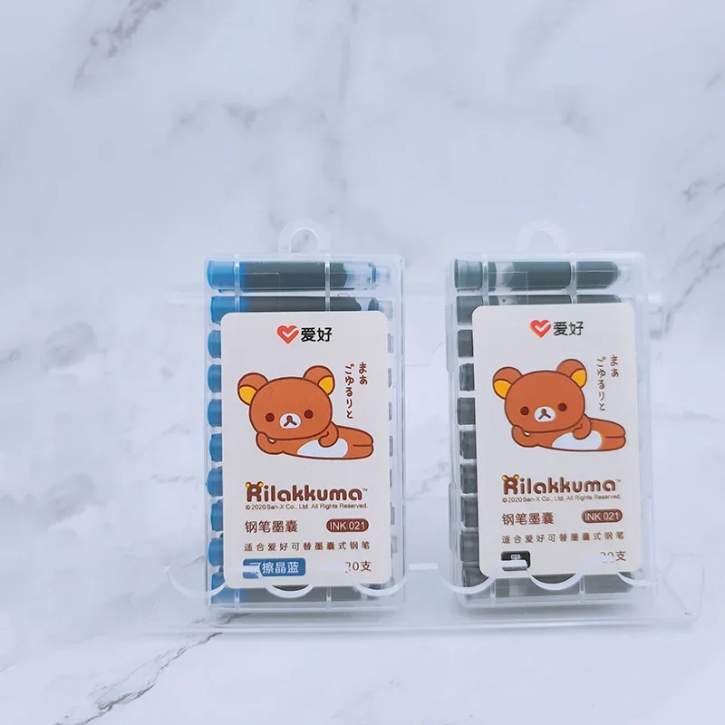 

20Pcs/Set AIHAO INK021 Rilakkuma Erasable Blue Fountain Pen Ink Cartridge Refills Bottle Box Black/Dark Blue School Supplies