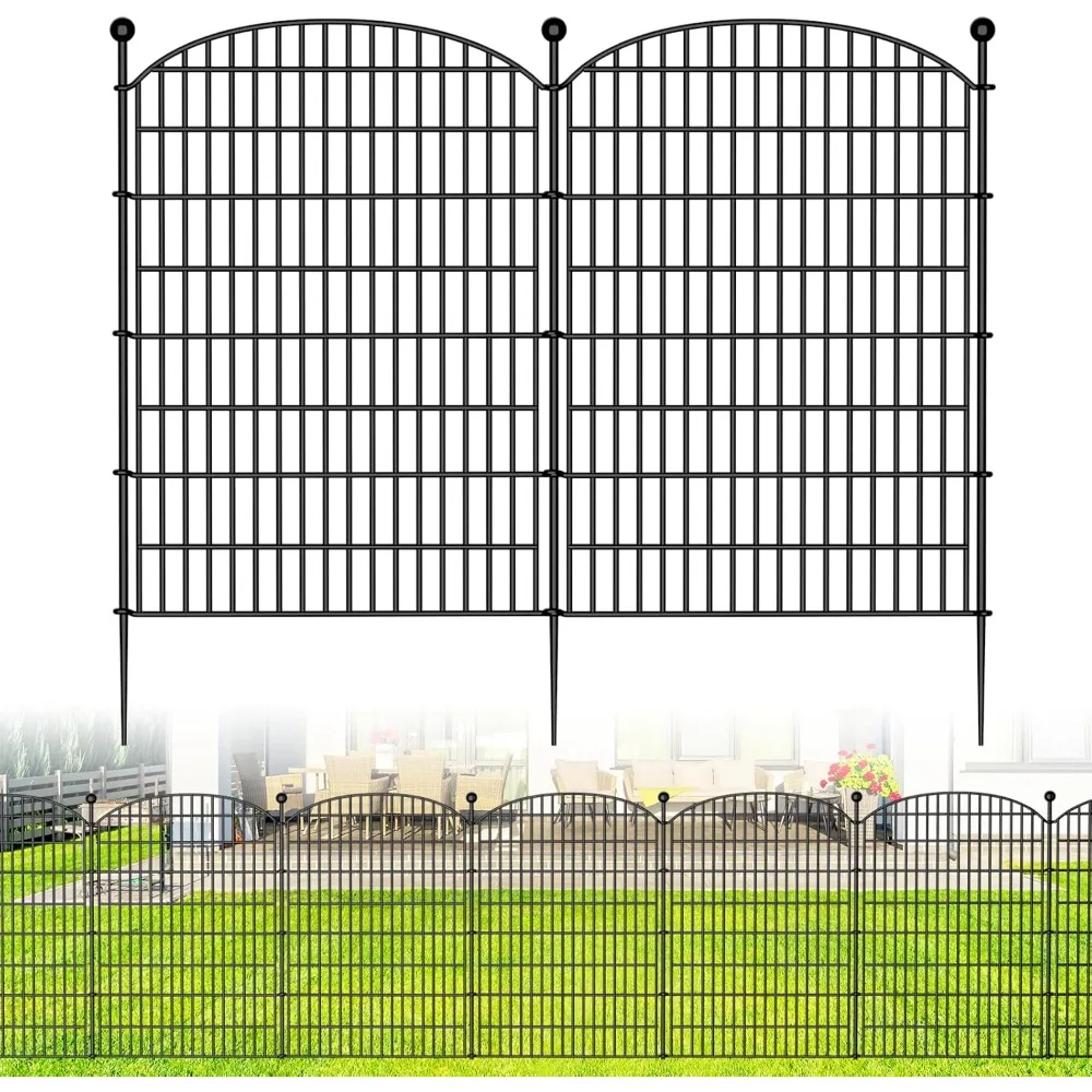 

Декоративный садовый забор с 10 панелями, высотой 40 дюймов и длиной 23,6 фута, уличный забор для собак во дворе, нержавеющий металлический барьер f